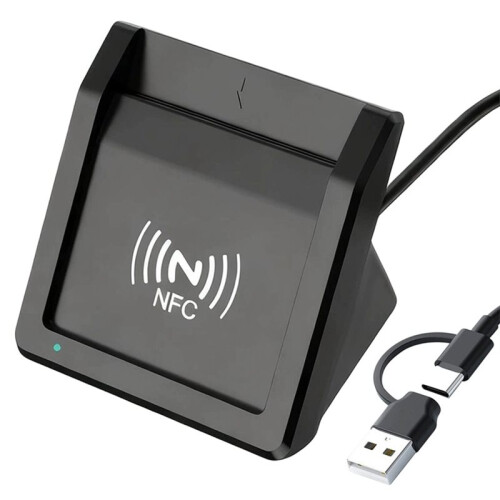 Card Reader with NFC,USB A/C IC Reader 2-in-1 Contact and Contactless for Windows 10/11, OS,Android and Linux