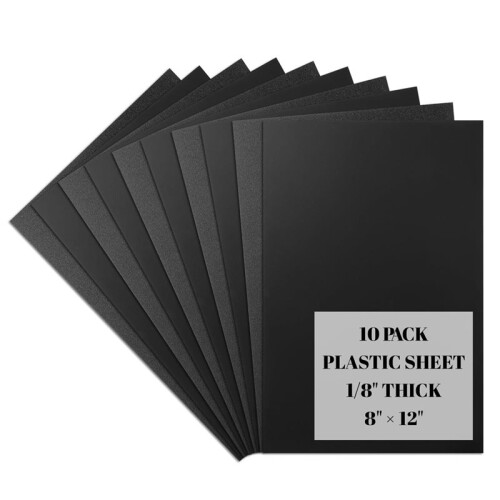 10 Pack Black ABS Plastic Sheet 1/8 Inch Thick 8" X 12" for DIY Projects & Structural Parts