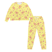Capybara Star Print Pajamas Women Long Sleeve Crewneck Soft
