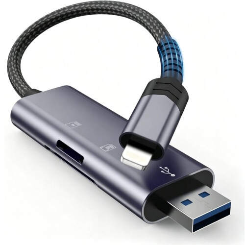 2-in-1  & USB3.0 Memory Card Reader, High-Speed Dual Slot  TF Card Adapter Camera Memory Card Reader