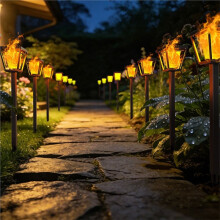 4Pcs Lampes Solaires D'Extérieur Lumière de Flamme Solaire Lumière de Piquet de Alimentée par Énergie Solaire pour Décoration de Jardin, Patio,