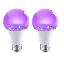 2 Pcs E27 LED Black Light Bulb A19 9W UV Black Light UVA 395nm Glow in the Dark for Blacklights Masquerade Party A