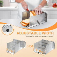 Stainless Steel Bread Slicer,Adjustable Width 5.5-8.3 Inches for Homemade Bread Sourdough Bagels Cakes,0.5 in EvenSlices