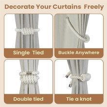 6 Pièces Attaches de Rideau Magnétiques, Supports de Rideau Décoratifs pour Draperies, pour la Décoration de Chambre à Coucher à Domicile Blanc