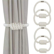 4 Pièces Supports de Rideaux Magnétiques, Supports Décoratifs pour Rideaux, pour la Décoration de Chambre à Coucher Blanche