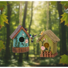 2 Pièces Maison pour Oiseaux pour Extérieur Maisons pour Oiseaux Suspendues pour Extérieur Maisons pour Oiseaux Décoratives Colorées en Résine