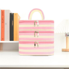 Bolsa Organizadora de Esmalte de Uñas Portátil de 3 Capas para Viajes - Almacenamiento Esencial para Herramientas de Arte de Uñas Negra