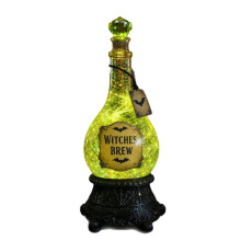 Lighted Brew Bottle Glitter Globe, Green Light Halloween Decoration with Swirling Glitter Tabletop