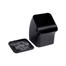 Boîte à Frapper Carrée Amortissante pour Espresso avec Barre de Frappe Amovible et Couvercle, Accessoires pour Espresso, Noir