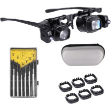 Interchangeable Lens Magnifying Glass, Loupe Magnifier with Led (2X 6X 10X 24X), for Jewelry Watch Repair, Close Work