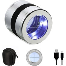 10X Jewelers Loupe Magnifier with LED/UV Lights and Scale, USB Rechargeable Jewelry Loop Magnifier for Diamond, Gemstone