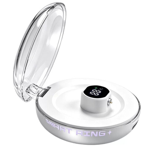 Luminou  Ring with Charging Case Digital Display Large Capacity Battery Fast Charging Box White