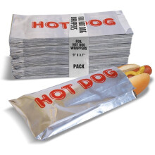 Foil Hot Dog Wrappers,240x90x40mm, Insulated Grease Disposable Hot Bag Sleeves,Disposable Foil Paper Hot Dog Bags,100PCS