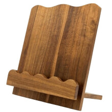 Beautiful Wooden Cookbook Stand for Kitchen Counter, Solid Wood Scalloped Book Holder for Cookbooks & Tablets