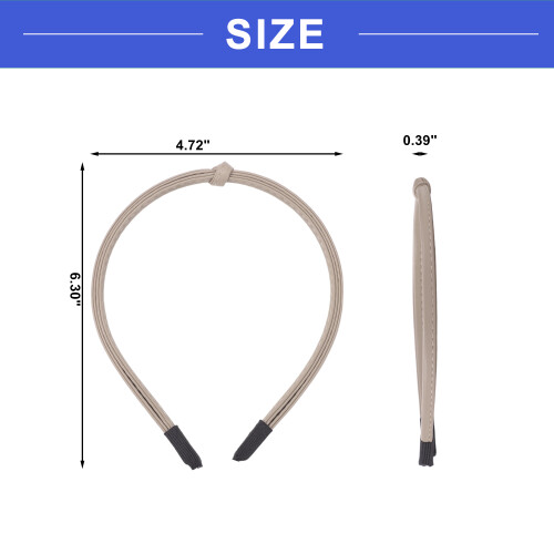 Leather Headbands for Women Khaki Thin 2
