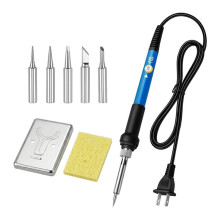 Wood Burning Tool 60W, AdjustableTemperature Pyrography Iron with 5 Tips & Sponge for DIY and Wood Art Designs EU Plug