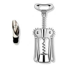 Zinc Alloy Wing Corkscrew Set, Multifunctional Wine Opener with Pourer & Stopper, Labor-Saving Lever Tool