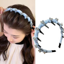 Rhinestone Headband with Teeth for Women Reversible High