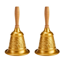 2PCS Christmas Loud Hand Call Bell for Weddings, Christmas, School Bar Restaurant Bar Dish Bell Gold