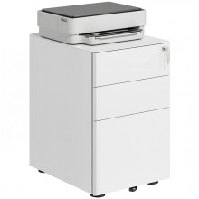 Lockable Cabinet, Rolling Filing Cabinet with 3 Drawers, Steel Office Drawer Unit for A4, Letter, Legal Sized Files