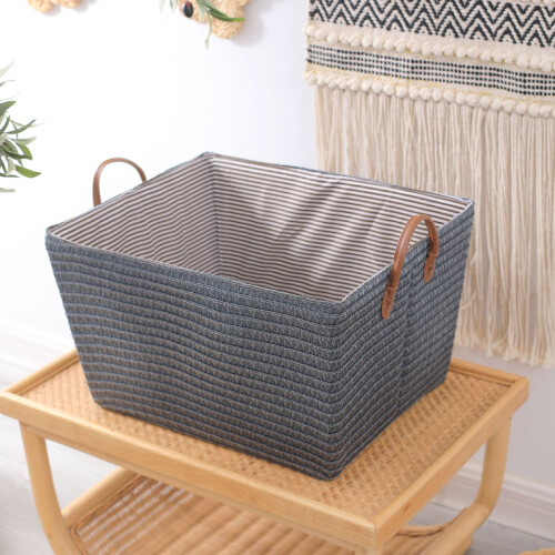 Foldable Laundry Basket Woven Canvas 50x39x39cm