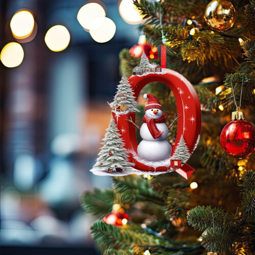 Snowman Christmas Tree Ornament A-Z Red 26-Piece 1
