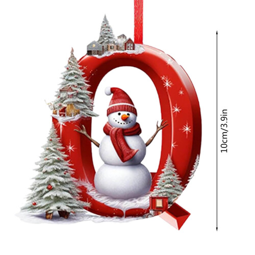 Snowman Christmas Tree Ornament A-Z Red 26-Piece 2