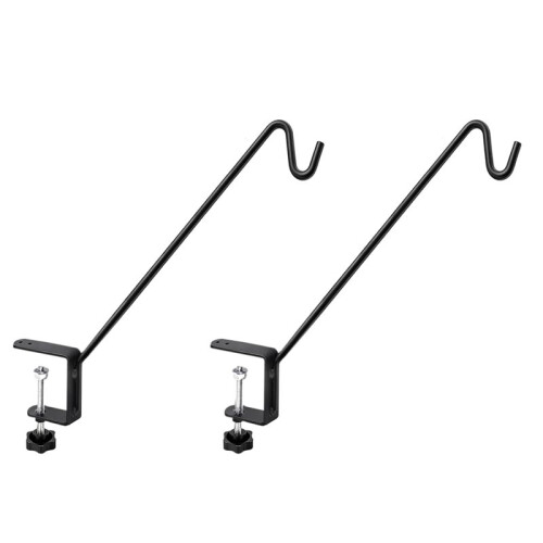 Deck Railing Plant Hanger 2 PCS, Deck Hooks for Railing Heavy Duty Solid Iron Shepherds Hook, for Deck Railing