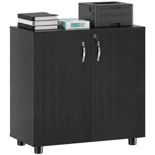 Two-Tier Locking Office Storage Cabinet - Black 1
