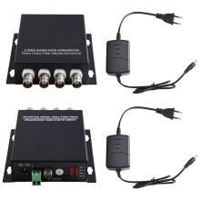 4-Kanals BNC Analog Video över Fiberoptisk Konverterare Sändare och Mottagare Kit med Omvänd RS485, SM FC. EU-Kontakt