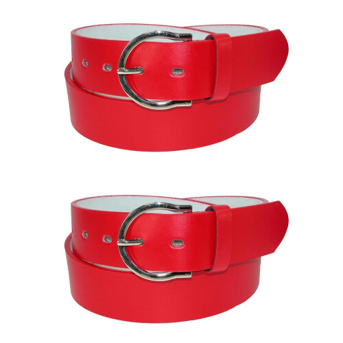 CTM Womens 35 mm Wide Basic Bridle Belt Twin Pack 2