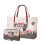Cat Rose Print Bag Set Polyester Satchel PU Wallet 2-Piece 1