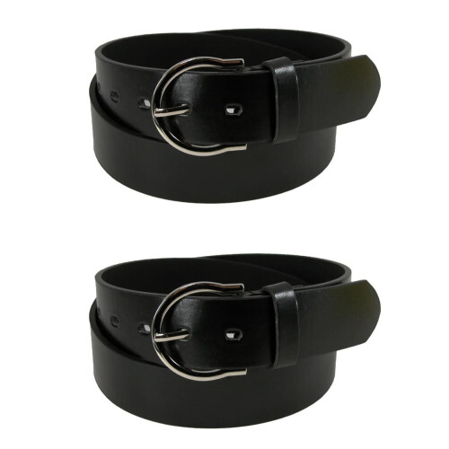 CTM Womens 35 mm Wide Basic Bridle Belt Twin Pack 2