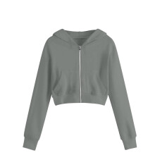 Girls Long Sleeve Zip-Up Hoodie Cropped Lightweight
