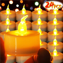 48X Flameless Electric Candle Lights LED Battery Powered Warm Light Wishing Lights Atmosphere Decoration Prop Lights