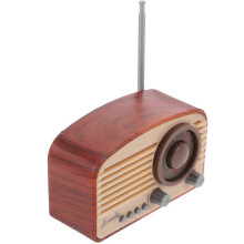 Miniradiomodell i vintagestil för dekoration, brun plast, liten storlek, perfekt för minihus och dockskåpsscener