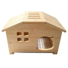Bamboo Wood Bird House with Pull-Out Metal Mesh, Breeding Nest Box for Small Parrots