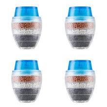 4X Activerende Kool Kraan Filter Kraan Mondstuk Waterfilter Keukenkraan 5 Lagen Filter Purifier voor Thuisgebruik (Blauw)