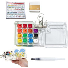 Mini Watercolor Paint Set Wooden Palette 12 or 24 Colors