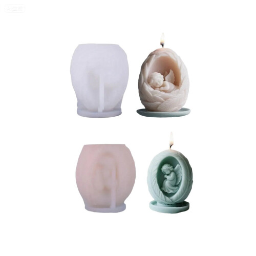 Feather Angel Silicone Candle Molds Egg-Shaped 2 pcs
