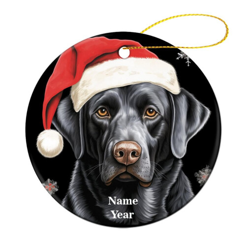 Santa Hat Black Labrador Ornament Christmas Decor