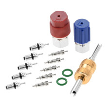 Adaptateur de Conversion R12 Ă R134A pour Port de Raccordement Haut/Bas 1/4 SAE Ă 7/16"-20 UNF avec Outil de Retrait de Noyau de Valve
