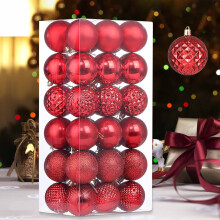 Red Shatterproof Christmas Ball Ornaments 2.36 Inch 36 Pack
