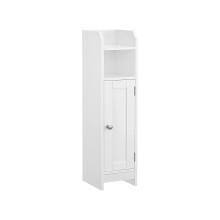 Slim Bathroom Storage Cabinet - Wood - White - Freestanding with Adjustable Shelves
