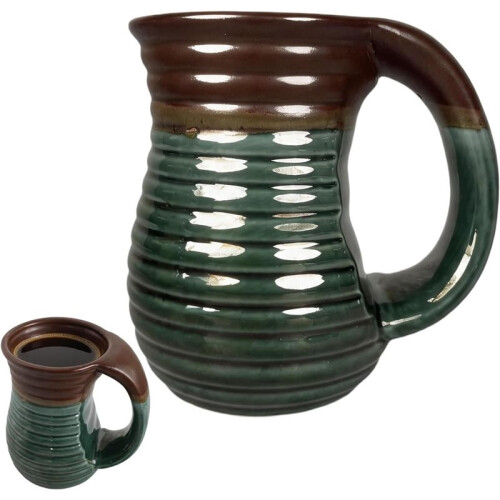 18oz Ceramic Hand Warmer Mug, Handmade Large Coffee Mugs with Comfortable Handle for Office,and Home A