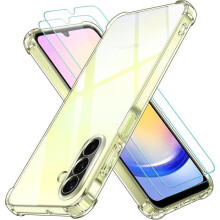 Coque pour Samsung Galaxy A26 5G avec 2 Pièces Verre Trempé, Ultra Transparent Étui de Protection en Silicone Antichoc,TECHTA