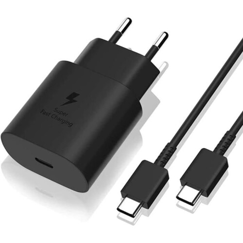 TECHTA Chargeur Rapide 25W USB-C avec Câble 1m Compatible Samsung Galaxy A37 / A57 - Noir