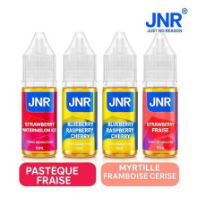 JNR – Lot de 4 E-Liquide 10ml – Pastèque Fraise x2 + Myrtille Framboise Cerise x2 – 20mg Sels de Nicotine