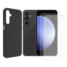 Film de protection & coque - 123 - Samsung S23 FE 5G (SM-S711B) 6.4" - Noir - Verre trempé 9H 0.26mm - 2 verres+coque