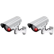 2X Dummy Beveiligingscamera Buiten Nep CCTV Bewakingscamerasysteem LED voor Onroerend Goed Zakelijke Woningbeveiliging